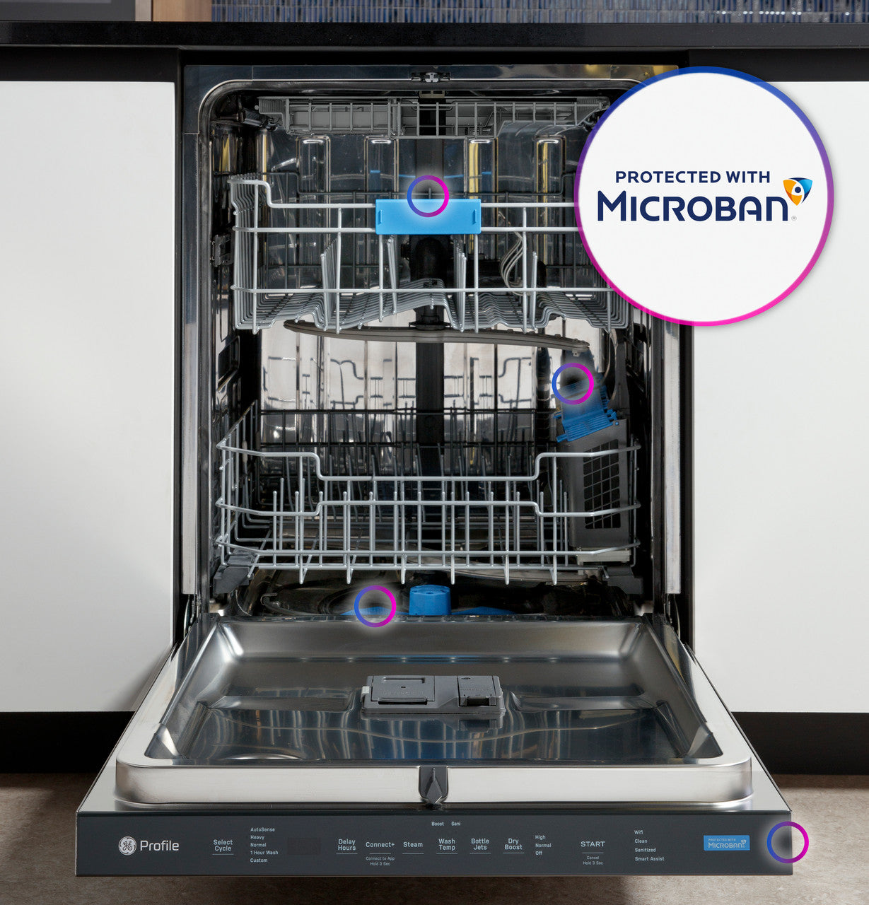 GE Profile™ ENERGY STAR® Fingerprint Resistant Top Control Stainless Interior Dishwasher with Microban™ Antimicrobial Technology