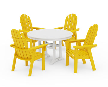 Vineyard Curveback Adirondack 5-Piece Nautical Trestle Dining Set