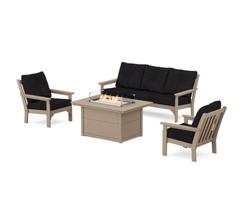 Vineyard Deep Seating Fire Pit Table Set