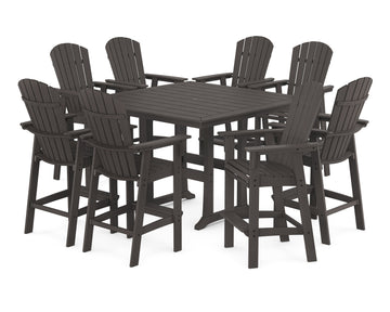 Nautical Curveback Adirondack 9-Piece Trestle Bar Set
