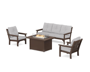 Vineyard Deep Seating Fire Pit Table Set