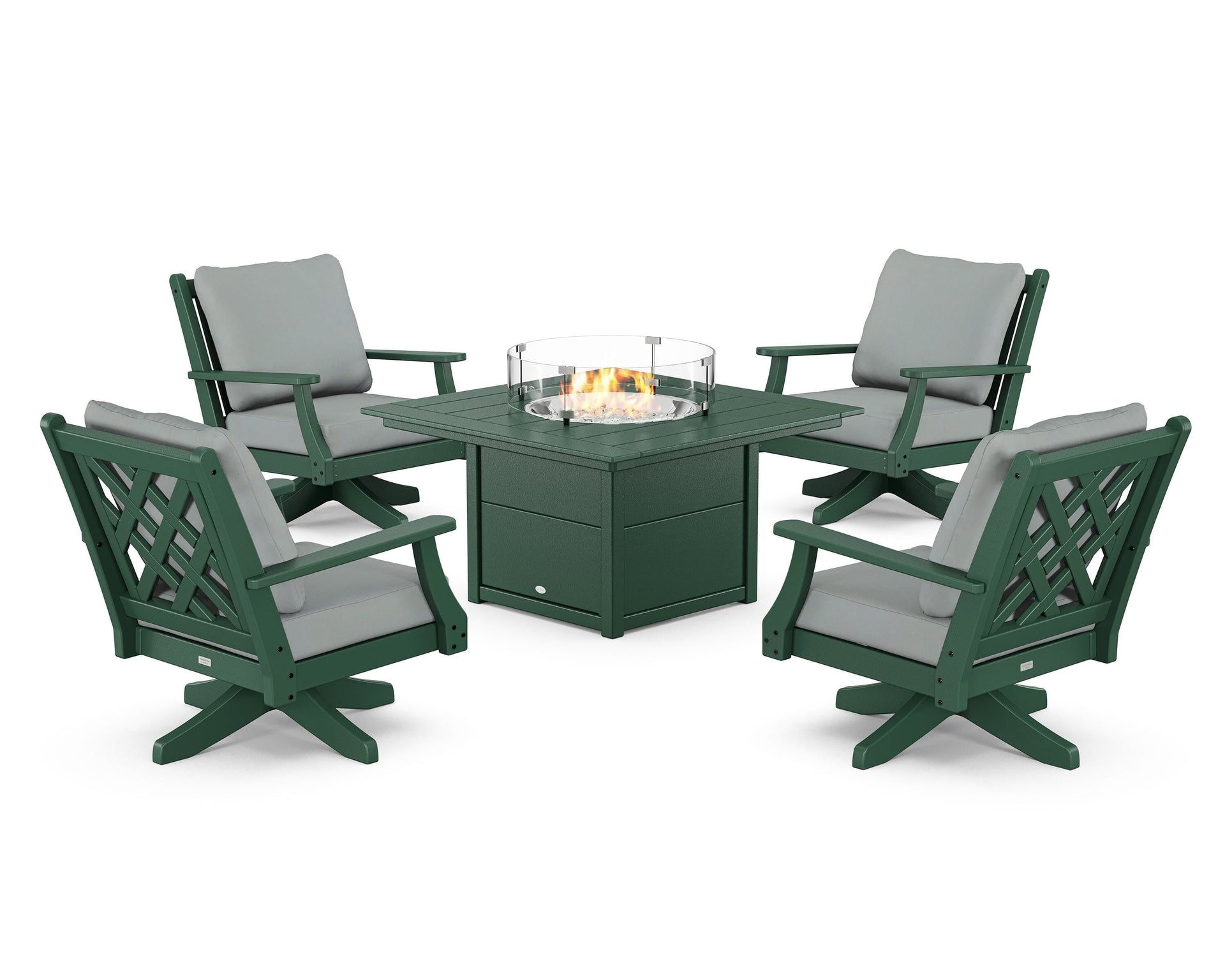 Wovendale 5-Piece Deep Seating Swivel Conversation Set with Fire Pit Table
