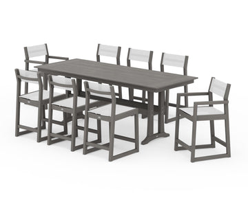 EDGE Sling 9-Piece Farmhouse Counter Set with Trestle Legs