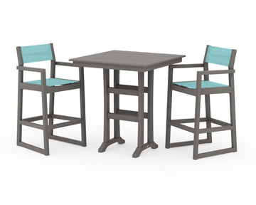 EDGE Sling Arm Chair 3-Piece Farmhouse Bar Set with Trestle Legs