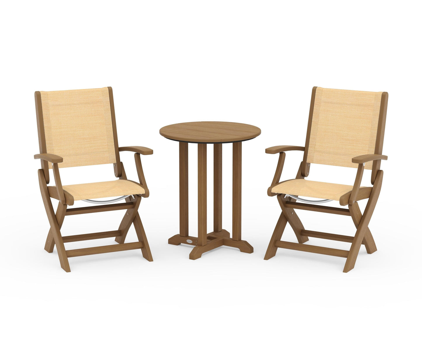 Coastal Folding 3-Piece Round Bistro Dining Set