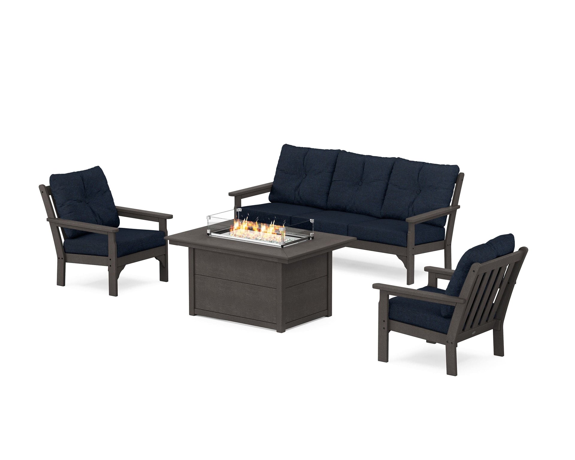 Vineyard Deep Seating Fire Pit Table Set