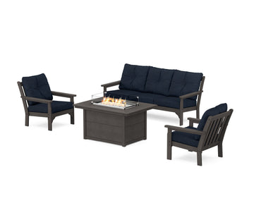 Vineyard Deep Seating Fire Pit Table Set