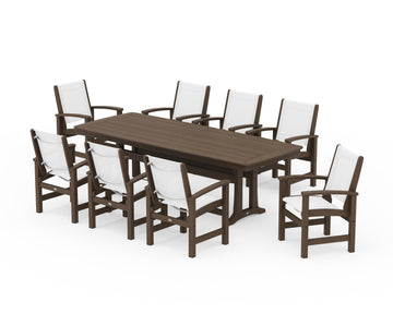 Coastal 9-Piece Dining Set with Trestle Legs