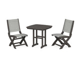 Coastal Folding Side Chair 3-Piece Dining Set