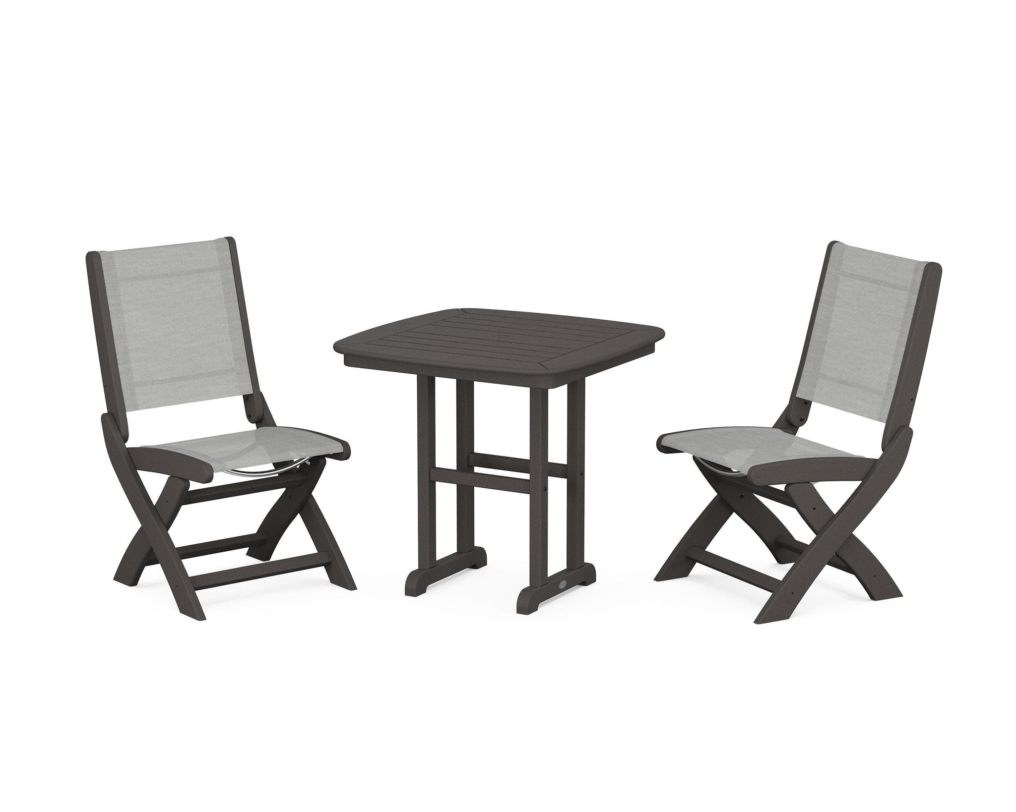 Coastal Folding Side Chair 3-Piece Dining Set