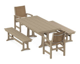 Coastal 5-Piece Farmhouse Dining Set with Trestle Legs and Benches