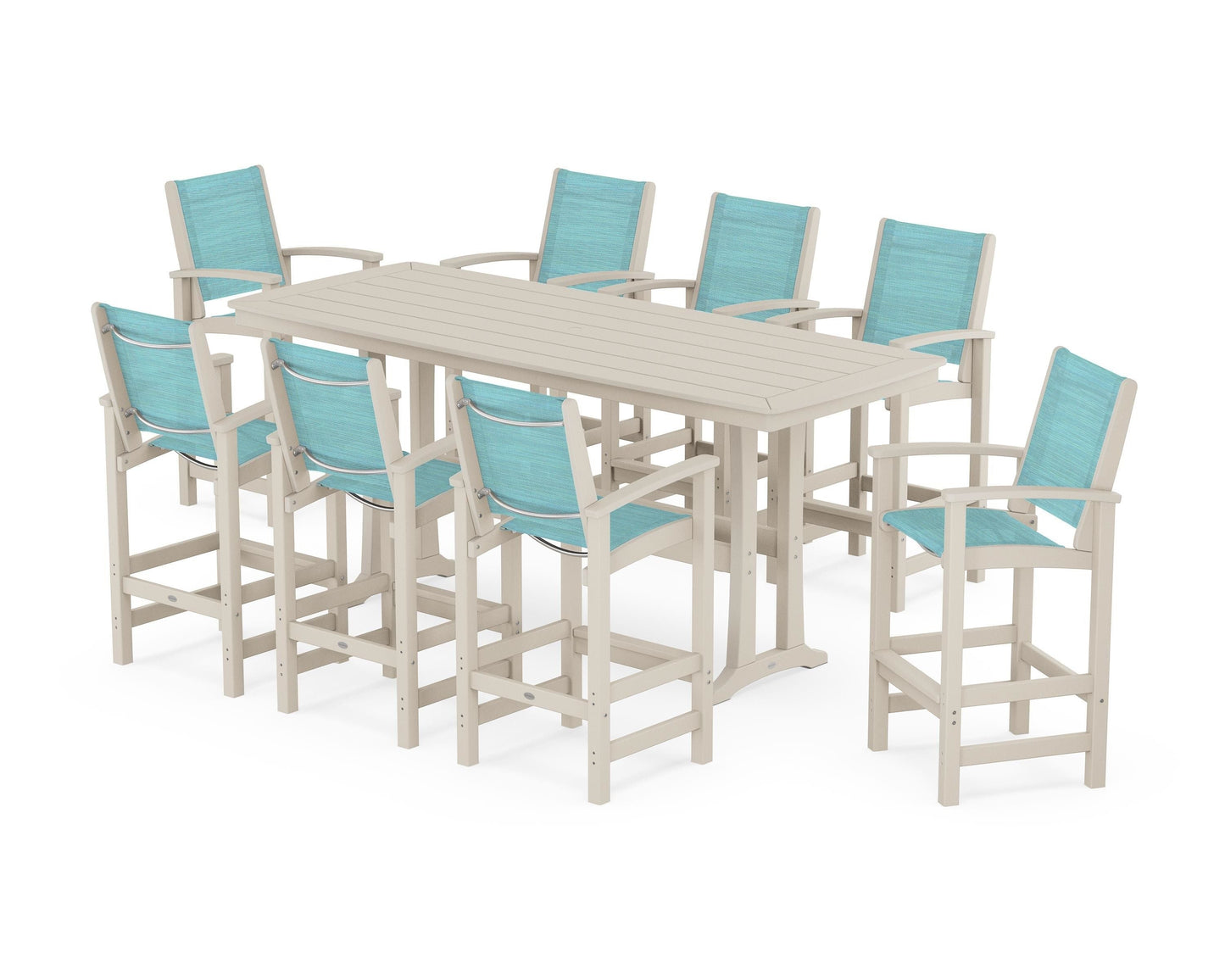 Coastal 9-Piece Bar Set with Trestle Legs