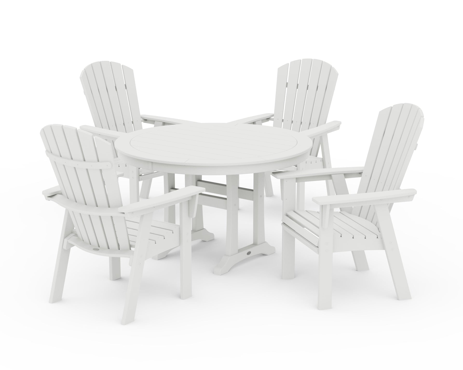 Nautical Curveback Adirondack 5-Piece Round Dining Set with Trestle Legs