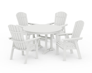 Nautical Curveback Adirondack 5-Piece Round Dining Set with Trestle Legs