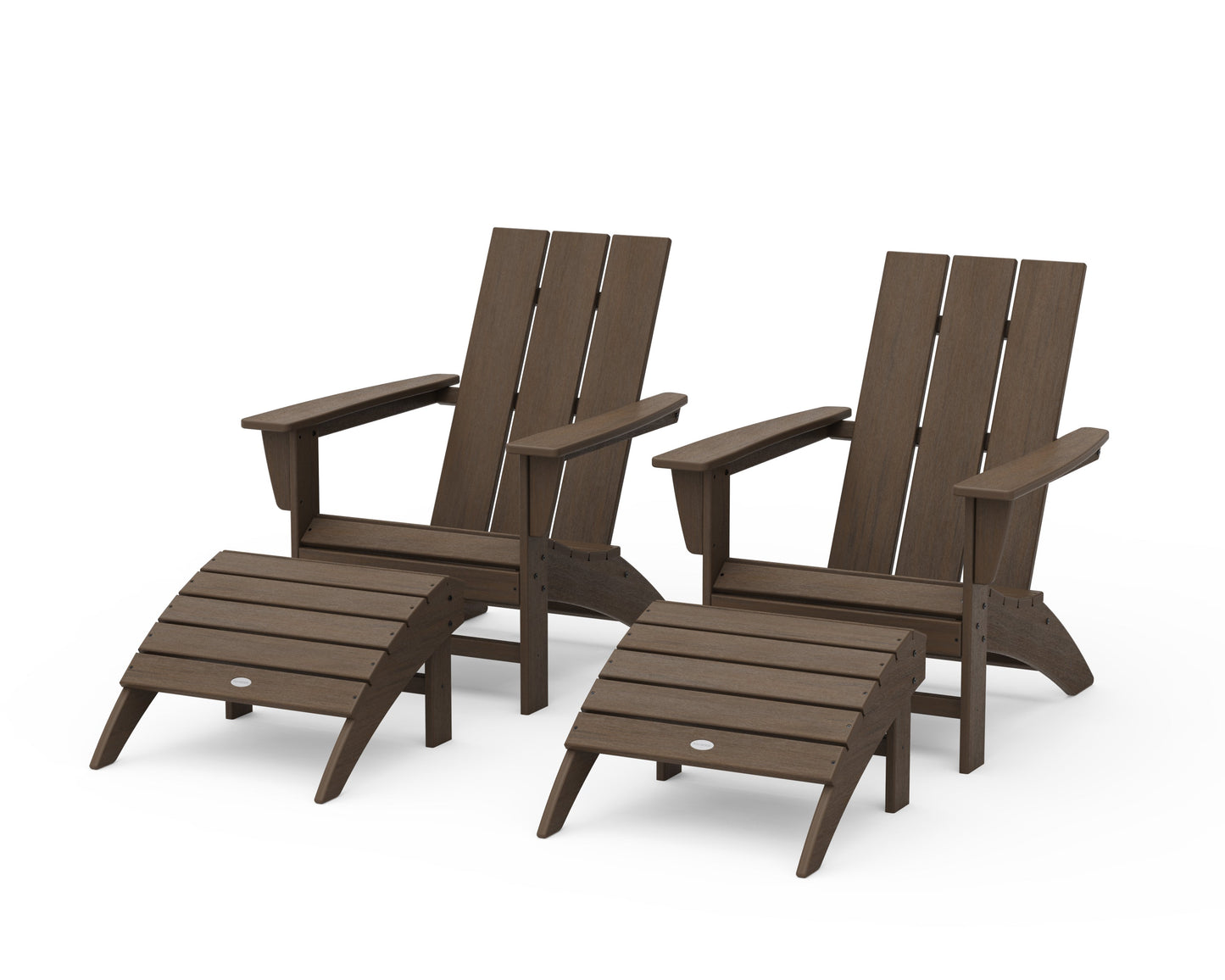 Modern Adirondack Chair 4-Piece Set with Ottomans