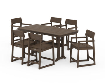 EDGE Arm Chair 7-Piece Farmhouse Counter Set with Trestle Legs