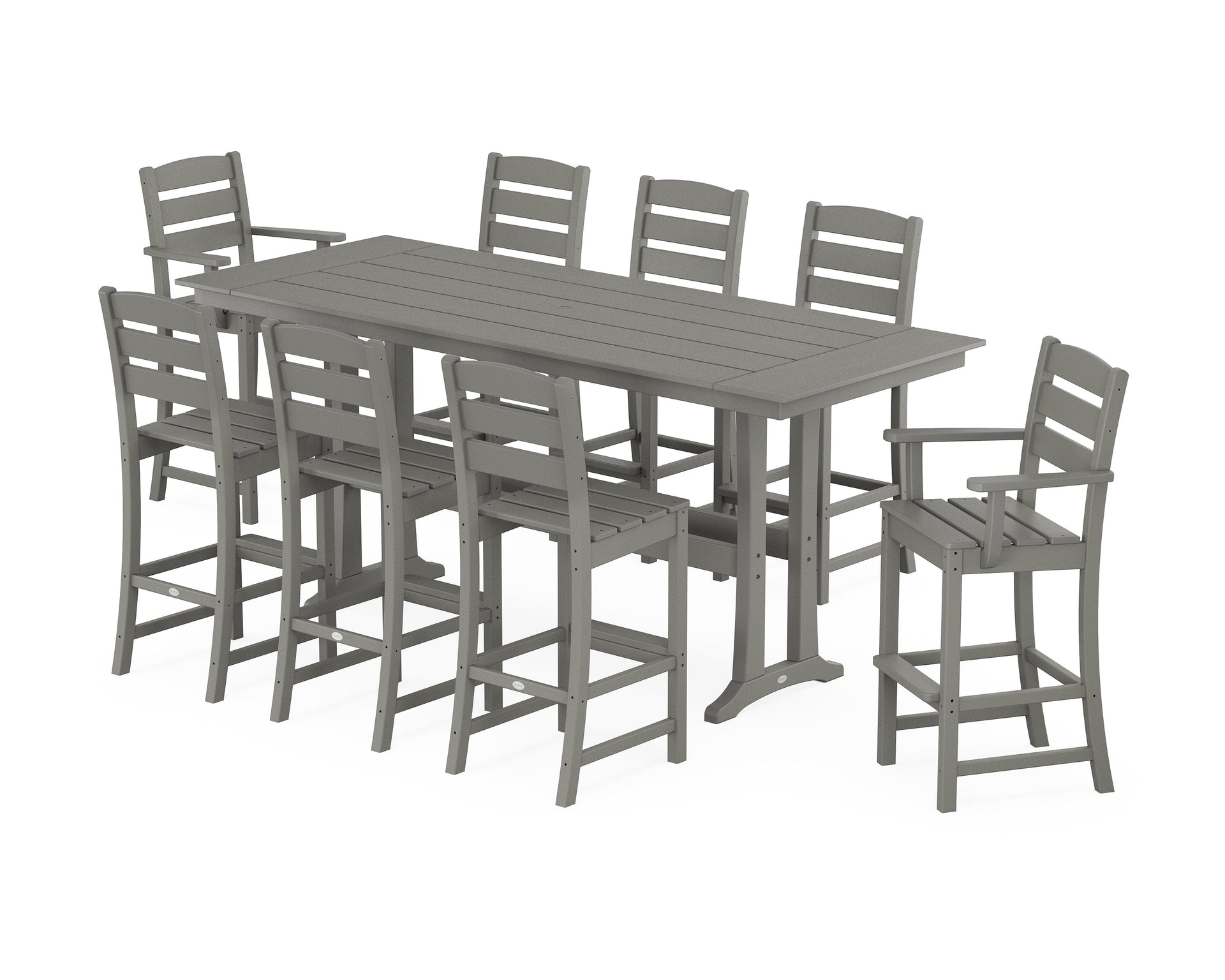Lakeside 9-Piece Farmhouse Bar Set with Trestle Legs