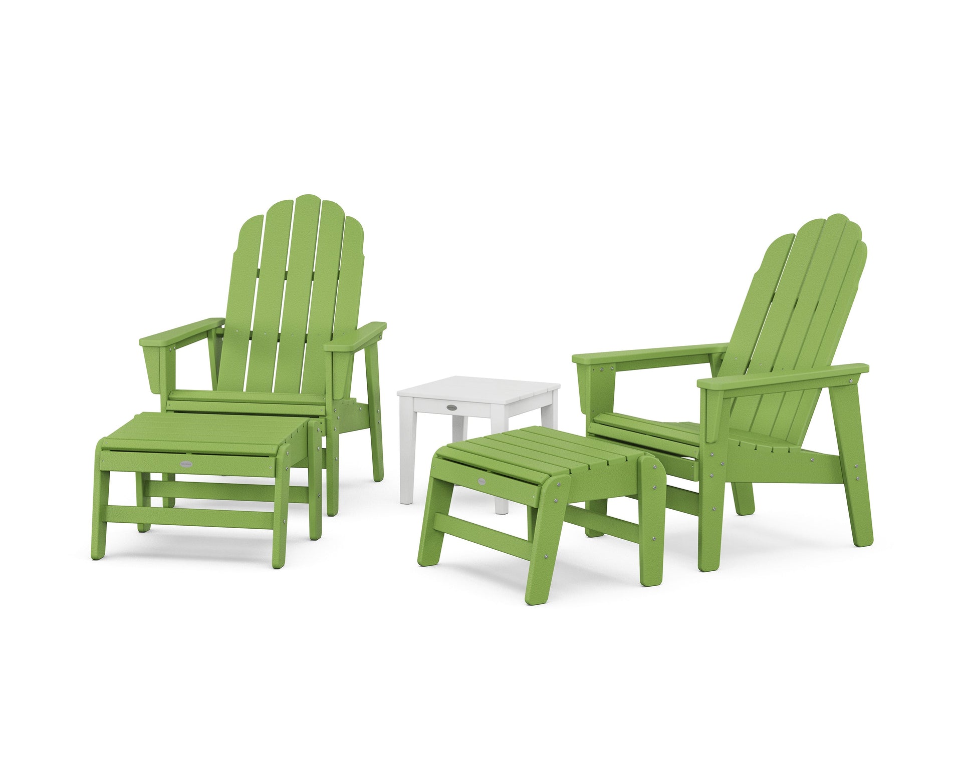 5-Piece Vineyard Grand Upright Adirondack Set with Ottomans and Side Table