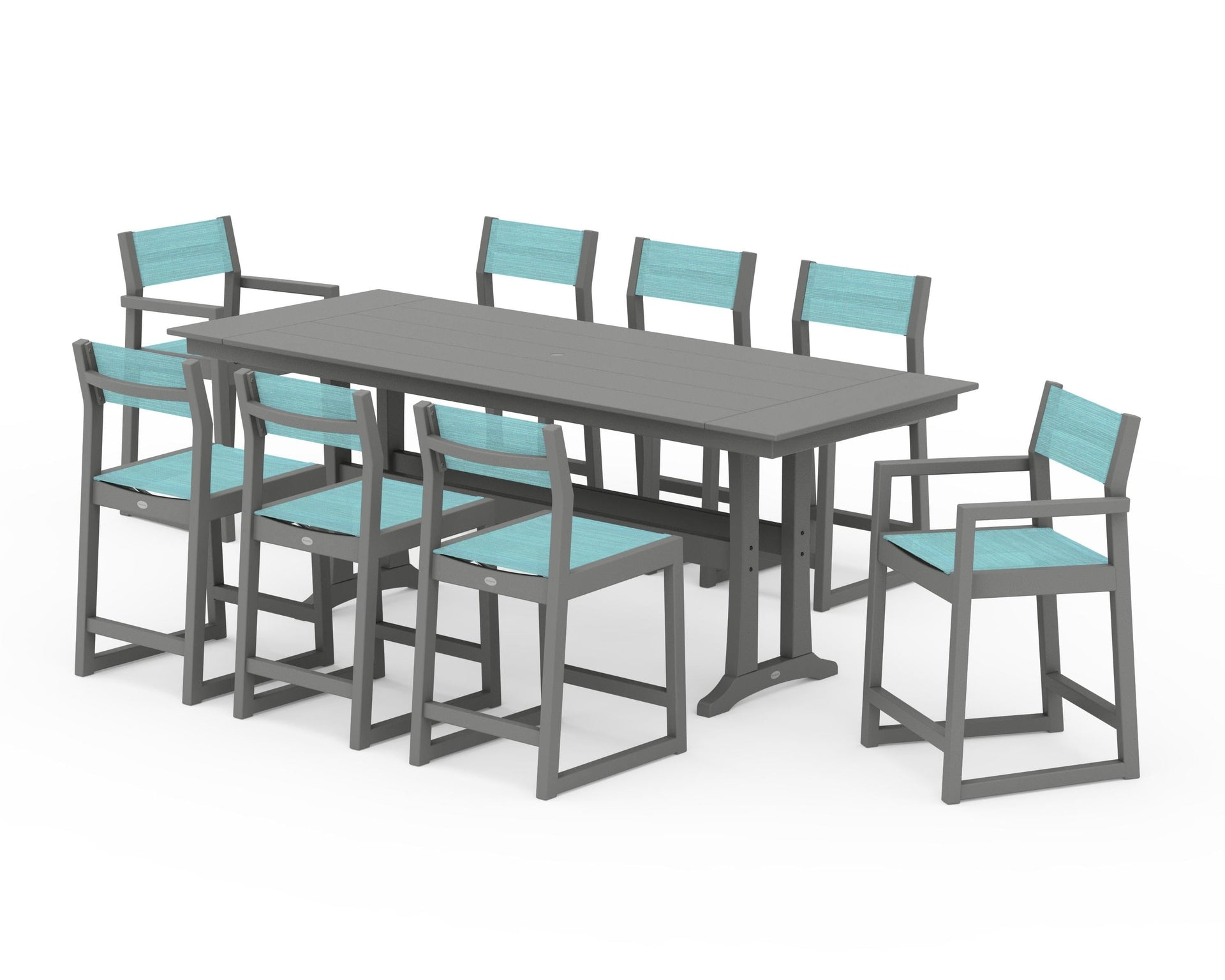 EDGE Sling 9-Piece Farmhouse Counter Set with Trestle Legs