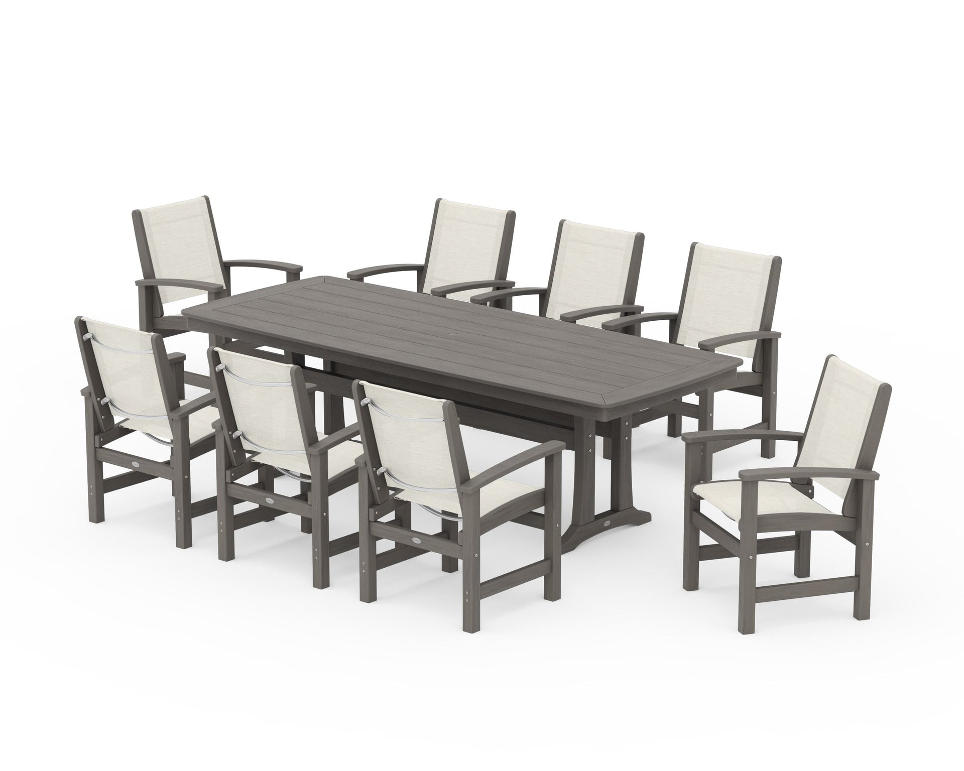 Coastal 9-Piece Dining Set with Trestle Legs