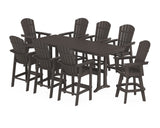Nautical Curveback Adirondack Swivel 9-Piece Bar Set with Trestle Legs