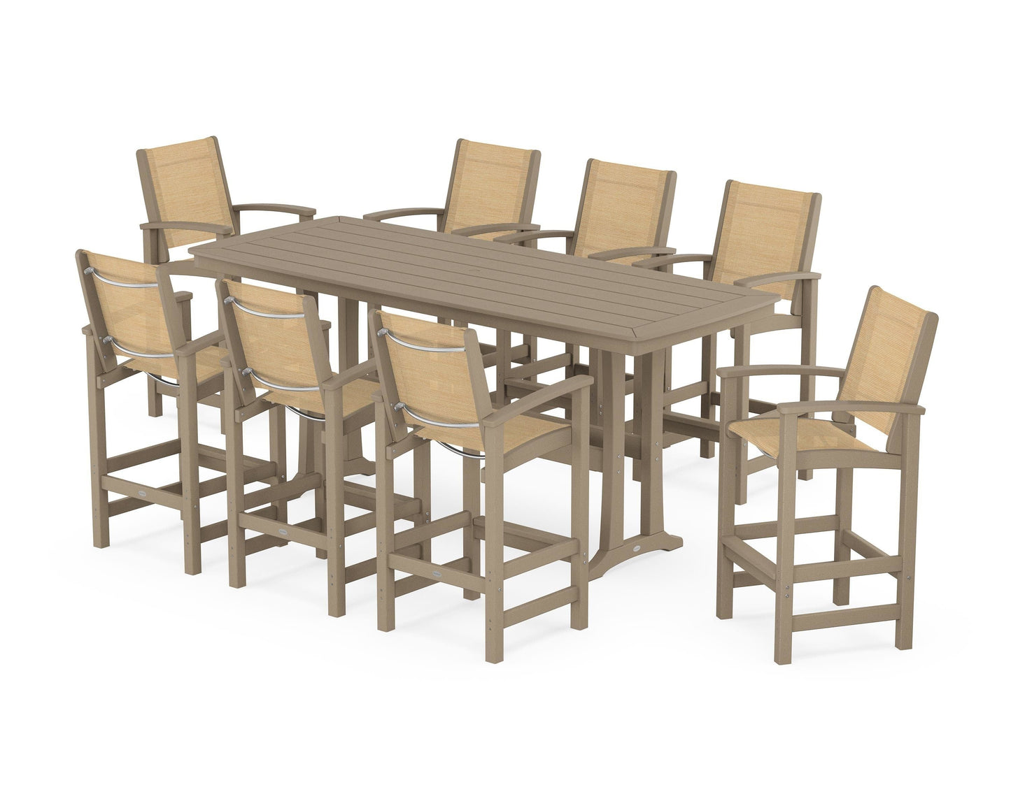 Coastal 9-Piece Bar Set with Trestle Legs