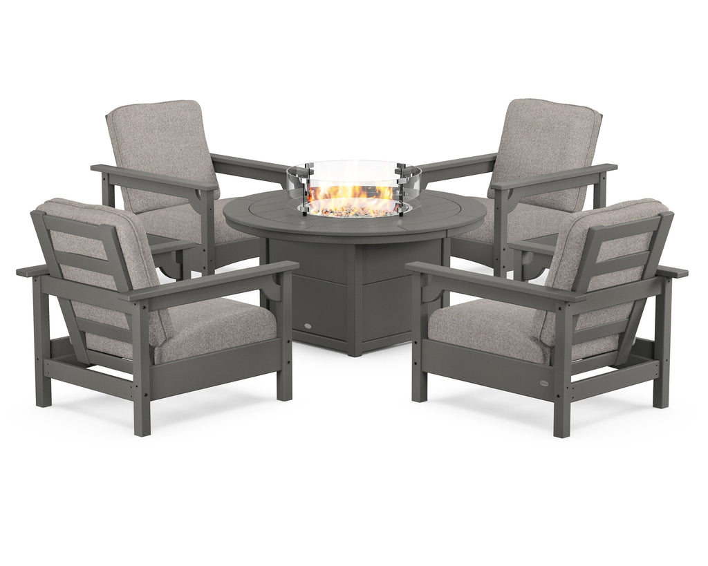 Club 5-Piece Conversation Set with Fire Pit Table