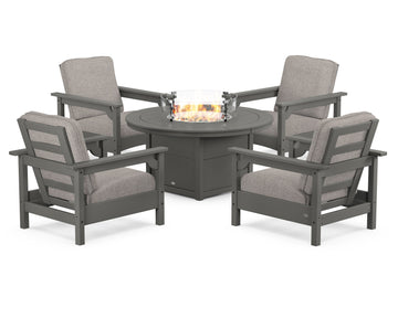 Club 5-Piece Conversation Set with Fire Pit Table