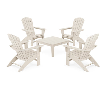 5-Piece Nautical Curveback Adirondack Chair Conversation Set with 36" Conversation Table