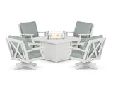 Braxton 5-Piece Deep Seating Swivel Conversation Set with Fire Pit Table