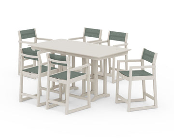 EDGE Sling Arm Chair 7-Piece Farmhouse Counter Set