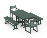 EDGE Sling Arm Chair 5-Piece Farmhouse Dining Set with Benches