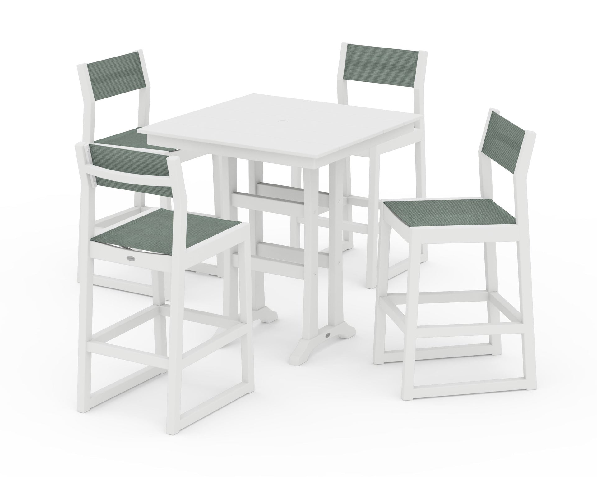 EDGE Sling Arm Chair 5-Piece Farmhouse Bar Set with Trestle Legs
