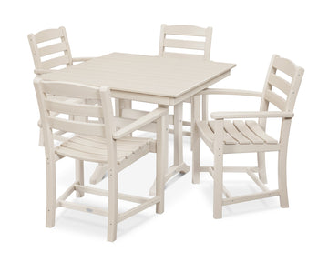 La Casa Café 5-Piece Farmhouse Trestle Arm Chair Dining Set