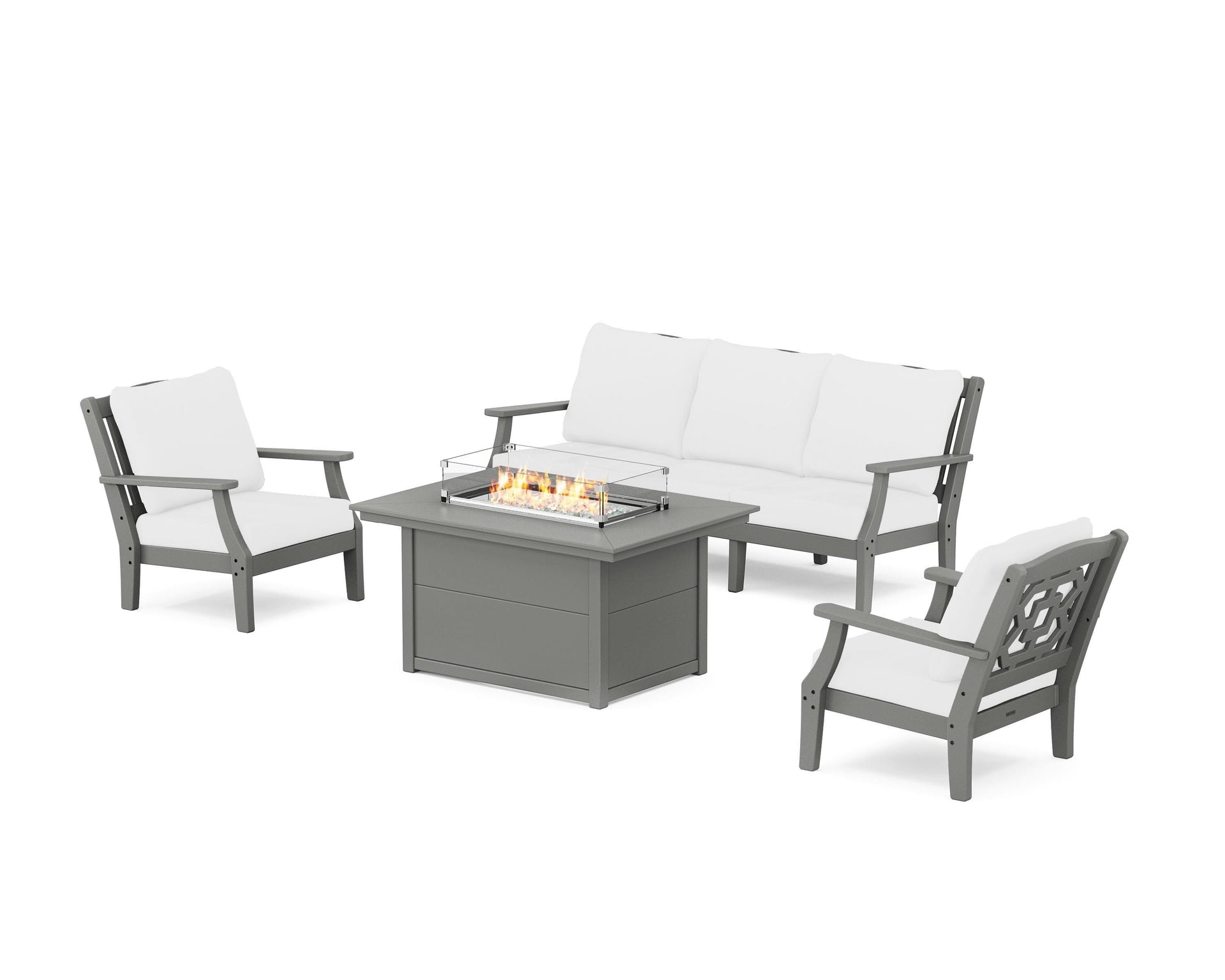 Chinoiserie Deep Seating Fire Pit Table Set