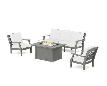Chinoiserie Deep Seating Fire Pit Table Set