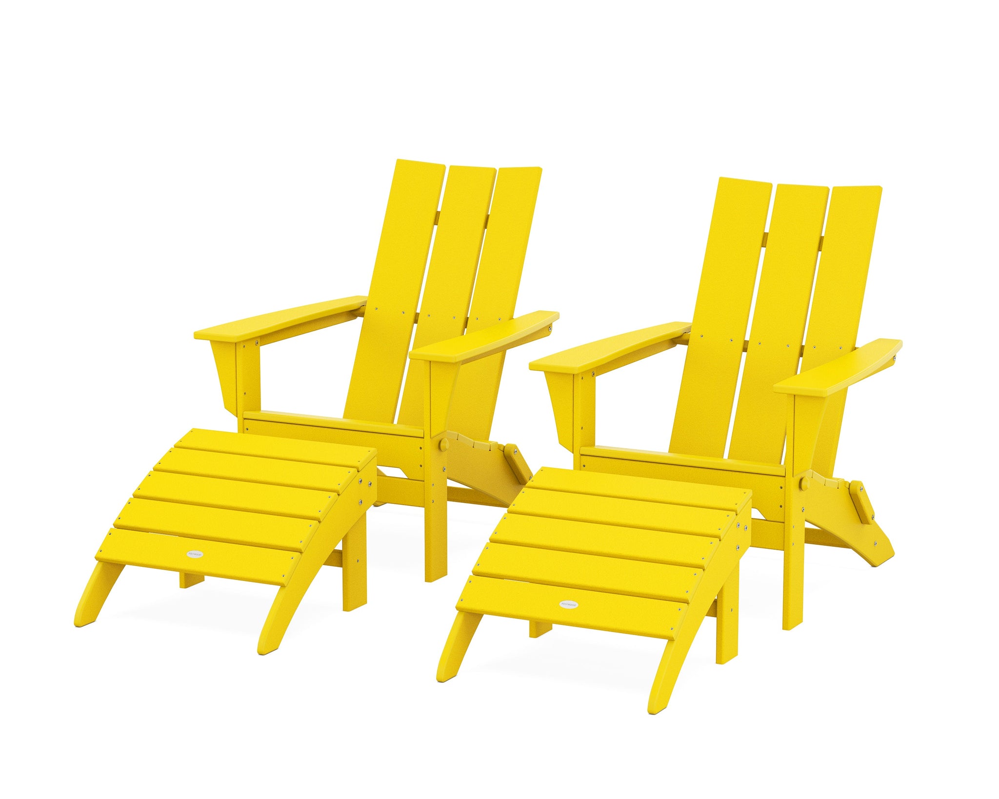 Modern Folding Adirondack Chair 4-Piece Set with Ottomans