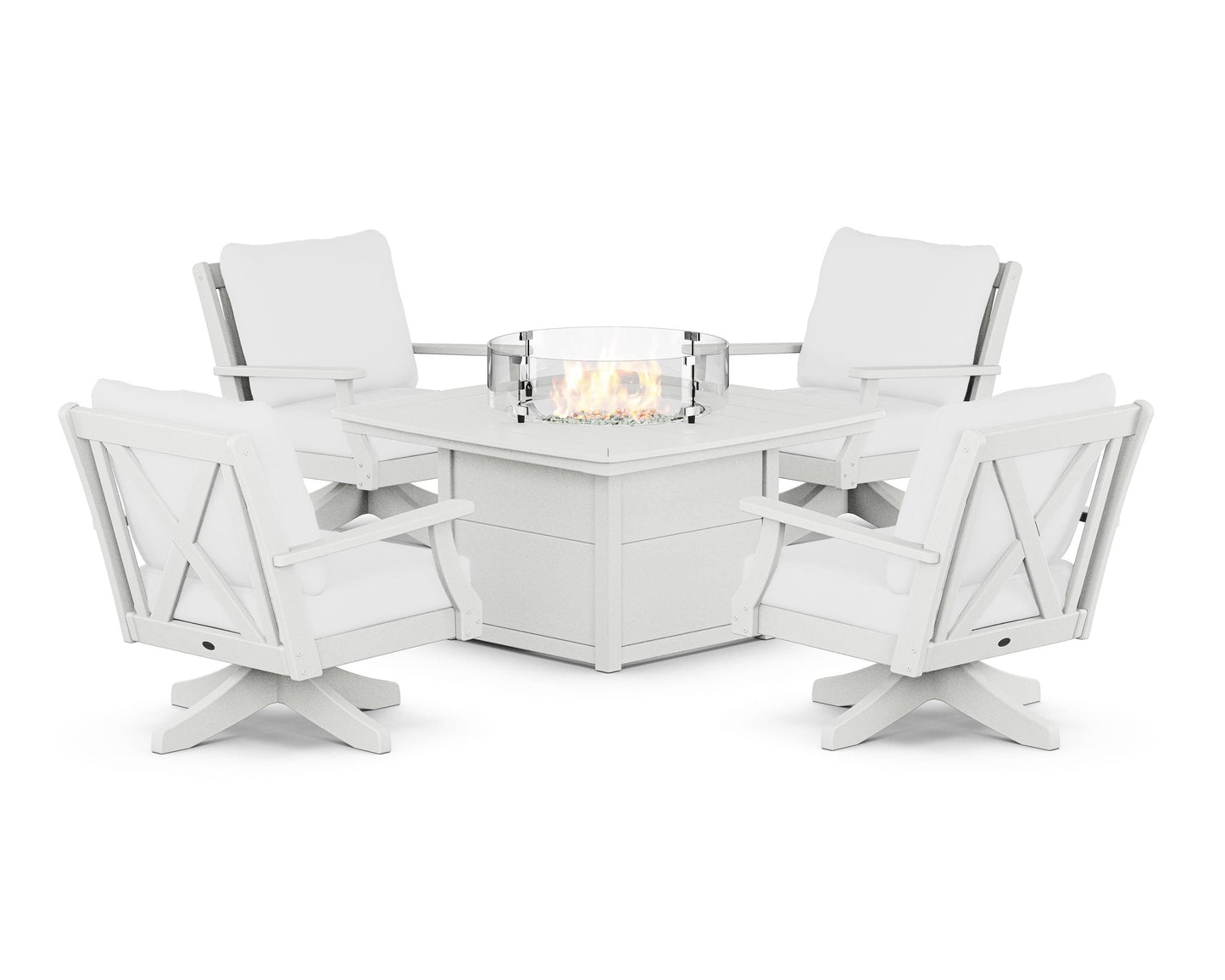 Braxton 5-Piece Deep Seating Swivel Conversation Set with Fire Pit Table