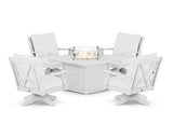 Braxton 5-Piece Deep Seating Swivel Conversation Set with Fire Pit Table