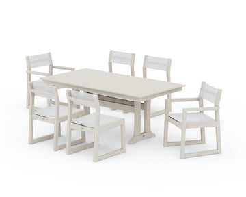 EDGE Sling 7-Piece Farmhouse Trestle Dining Set