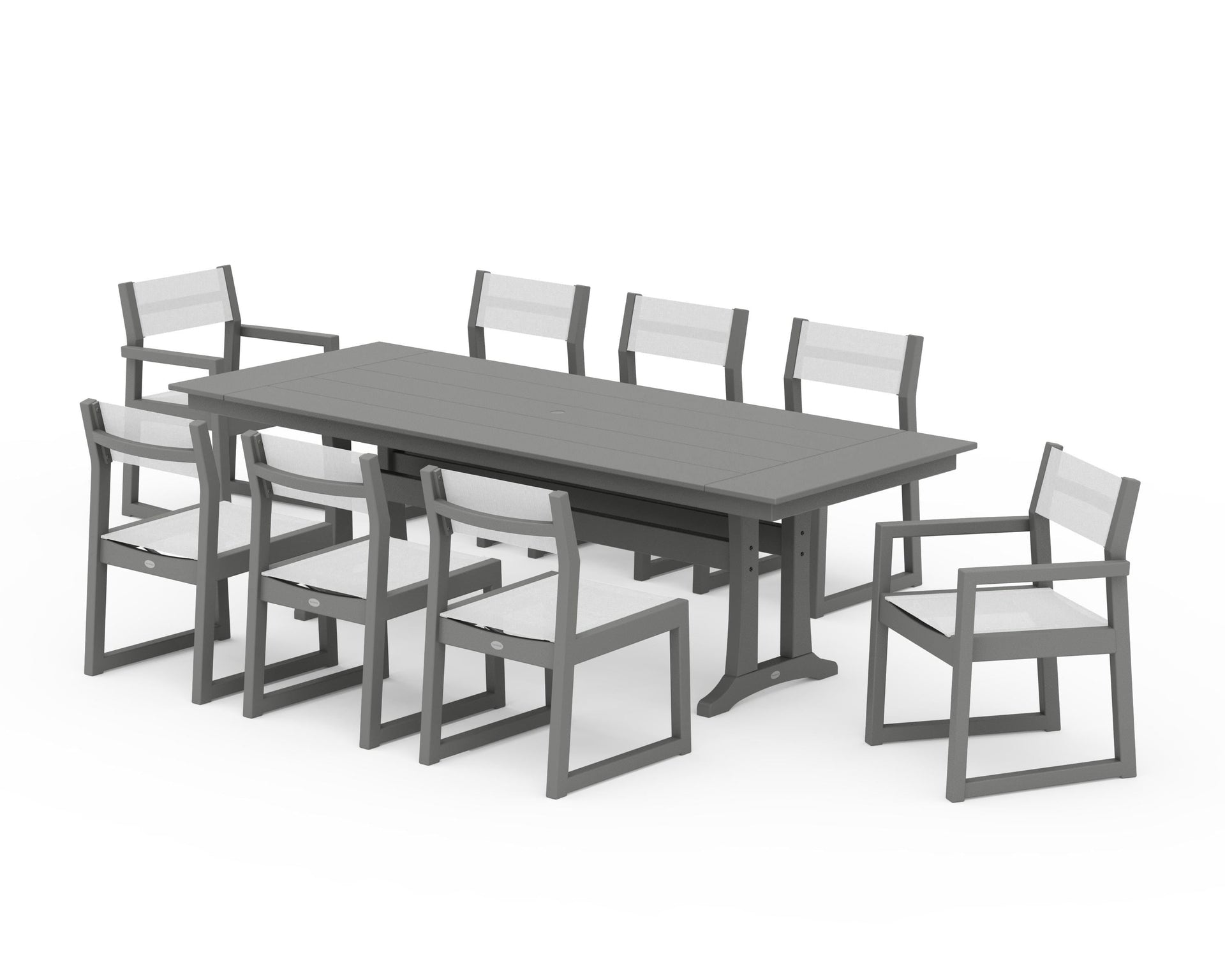 EDGE Sling 9-Piece Farmhouse Trestle Dining Set