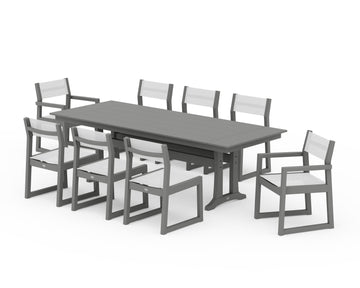 EDGE Sling 9-Piece Farmhouse Trestle Dining Set