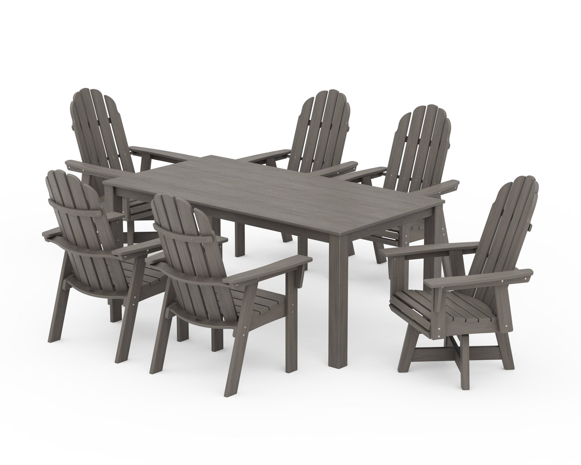 Vineyard Curveback Adirondack 7-Piece Parsons Swivel Dining Set
