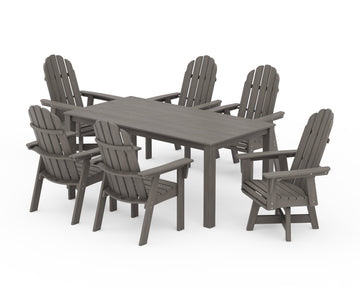 Vineyard Curveback Adirondack 7-Piece Parsons Swivel Dining Set