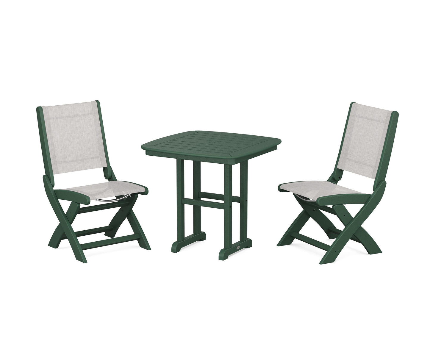 Coastal Folding Side Chair 3-Piece Dining Set