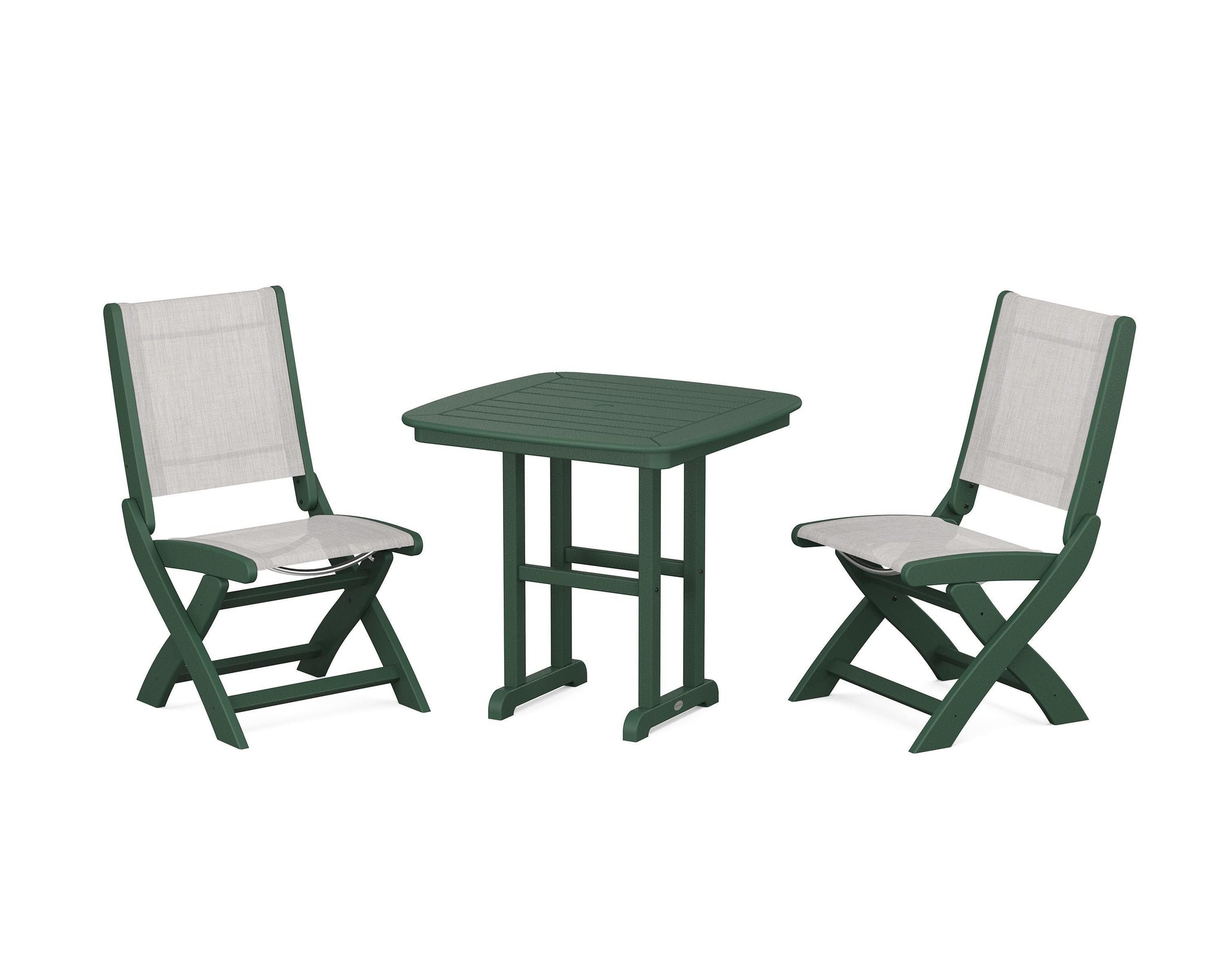 Coastal Folding Side Chair 3-Piece Dining Set