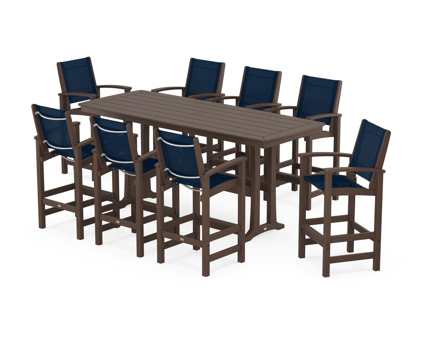 Coastal 9-Piece Bar Set with Trestle Legs