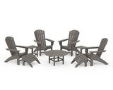 Nautical Curveback Adirondack Chair 9-Piece Conversation Set