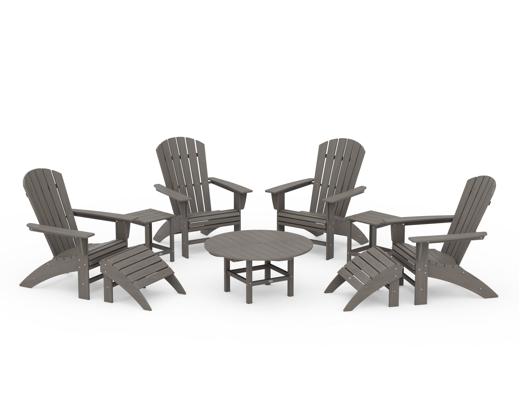 Nautical Curveback Adirondack Chair 9-Piece Conversation Set