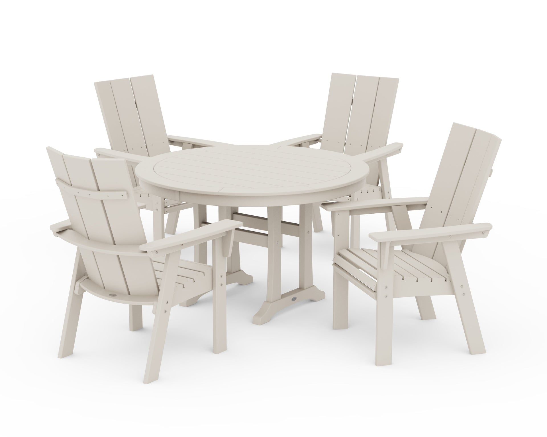 Modern Curveback Adirondack 5-Piece Nautical Trestle Dining Set